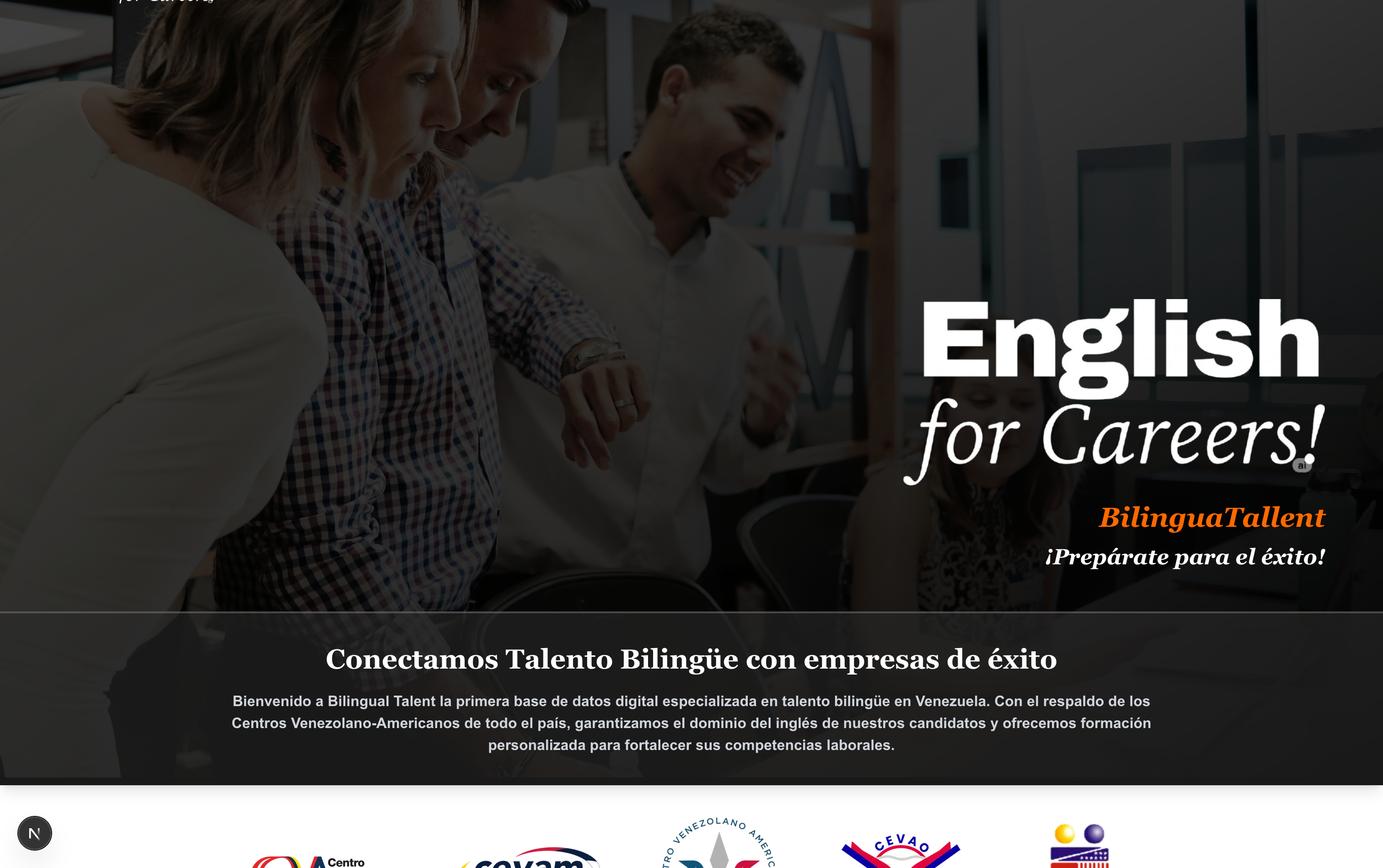 Billingua Talent homepage for English for Careers